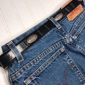 Black Leather Fossil Belt Concho Silver Medium M